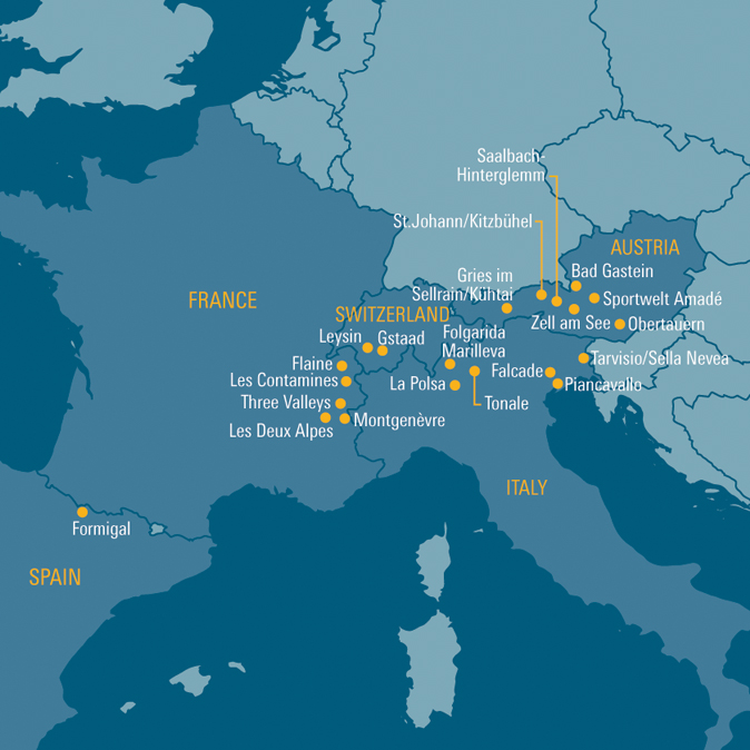 Interactive Map | Destinations | School Ski Trips | Club Europe